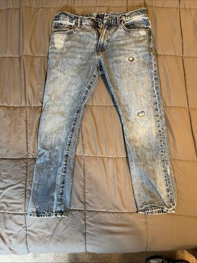 Ralph Lauren Light Blue Slim Straight Distressed Jeans